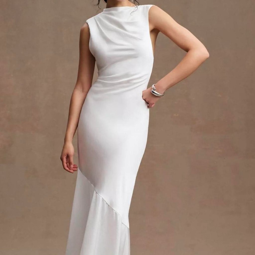 Elegant White Asymmetrical Wedding Dress